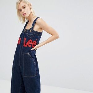 Oversized Dungarees with logo. Dark blue.